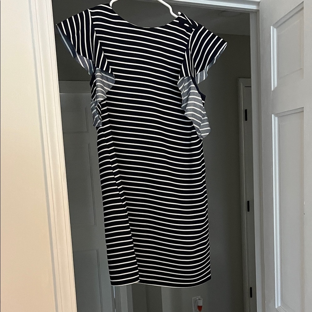 BRAND NEW Banana Republic Black and White Striped Midi Dress
